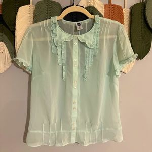 Gap Early 00’s Vintage Seafoam Blouse Size Medium EUC
